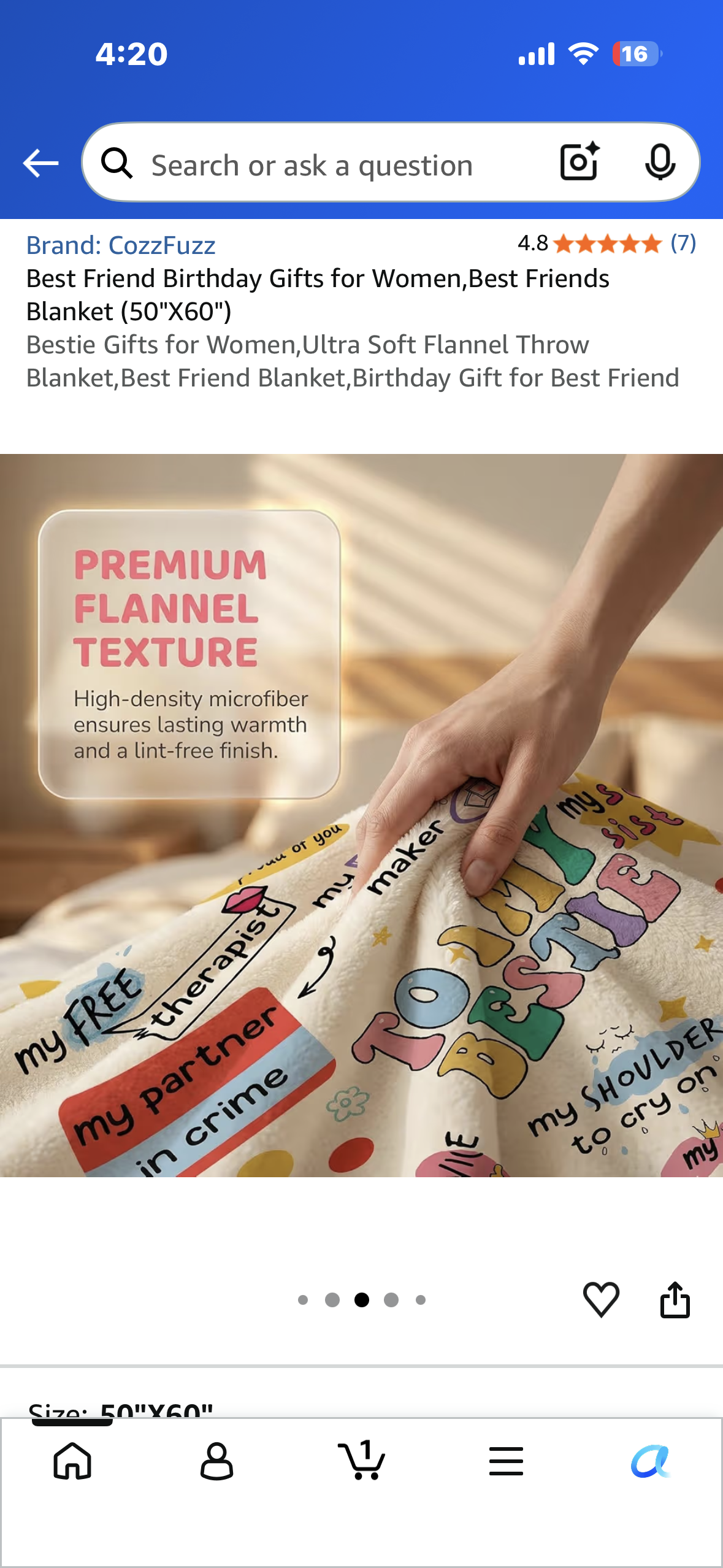 Bestie Gift, Ultra Soft Flannel Throw Blanket, Best Friend Blanket, Gift for Best Friend 50”x 60”