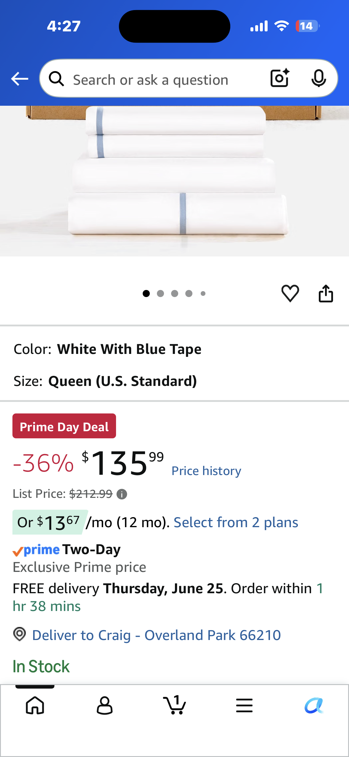 JSELF 100% Viscose Derived from Bamboo Sheet Set - Hotel Luxury Cooling Bed Sheets for Hot Sleepers & Night Sweats, 18" Deep Pocket, Soft & Breathable, Oeko-TEX (White with Blue Tape, Queen)