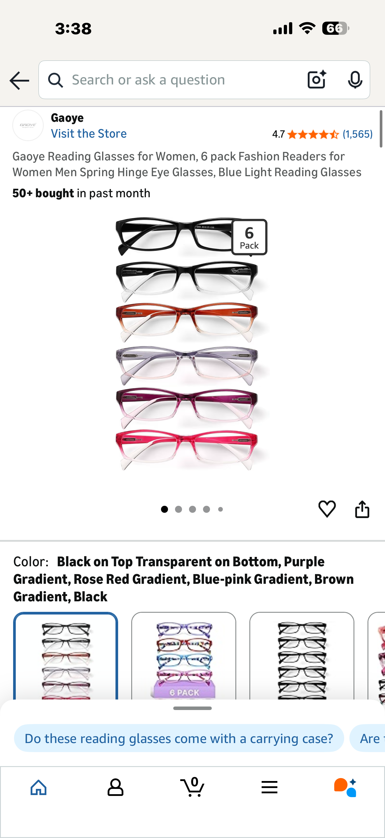 Gaoye Reading Glasses for Women, 6 pack Fashion Readers for Women Men Spring Hinge Eye Glasses, Blue Light Reading Glasses (+2.50)