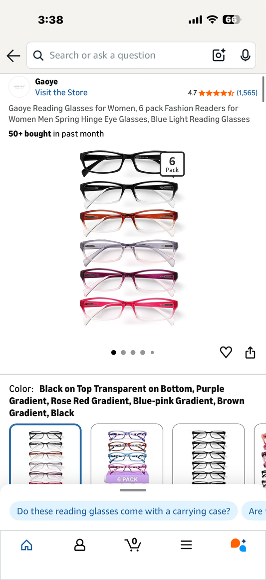 Gaoye Reading Glasses for Women, 6 pack Fashion Readers for Women Men Spring Hinge Eye Glasses, Blue Light Reading Glasses (+2.50)