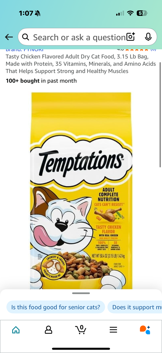 Tasty Chicken Flavored Adult Dry Cat Food, 3.15 Lb Bag, Made with Protein, 35 Vitamins, Minerals, and Amino Acids That Helps Support Strong and Healthy Muscles