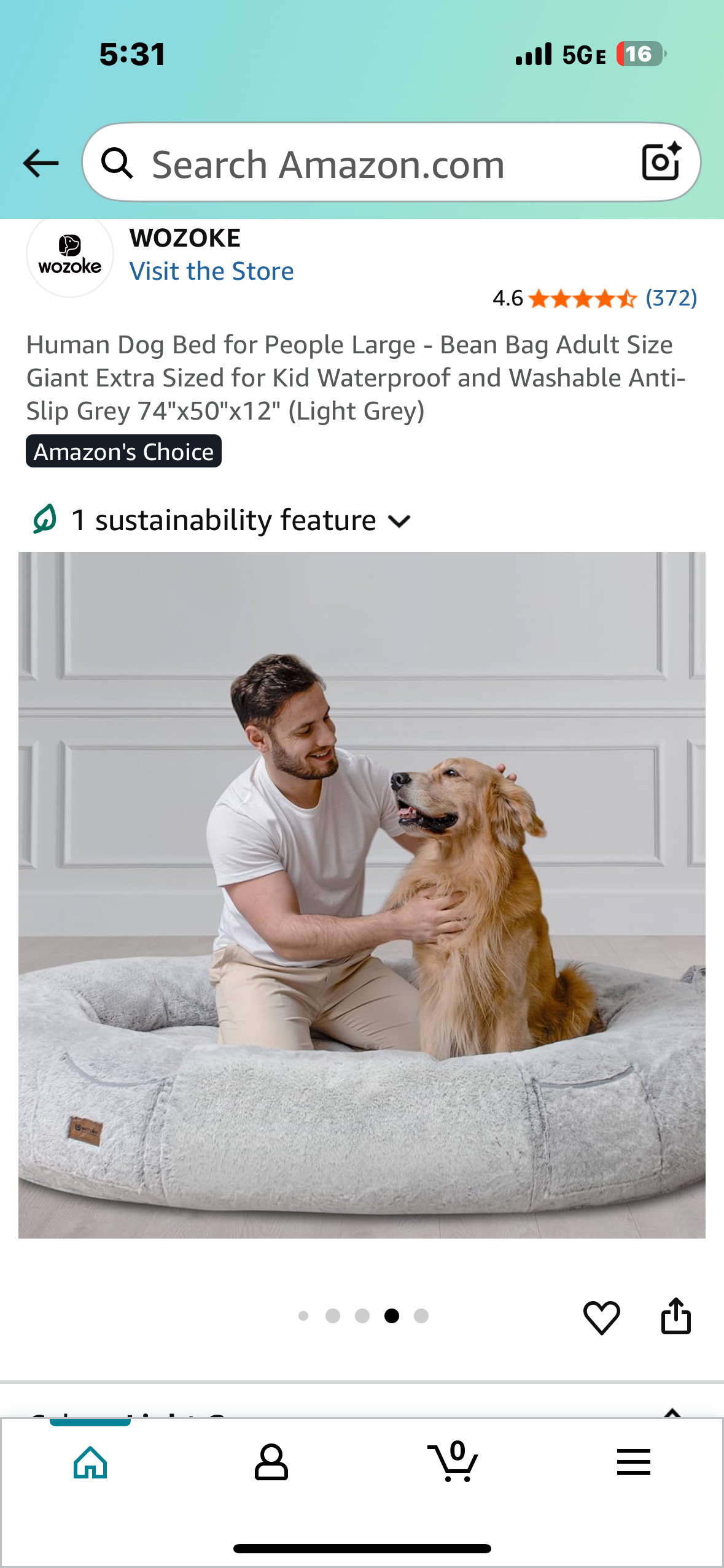 Human Dog Bed for People and Pets, Extra Large - Bean Bag Adult Size Giant Sized for Waterproof and Washable Anti-Slip Grey 74"x50"x12" (Light Grey) (R668)