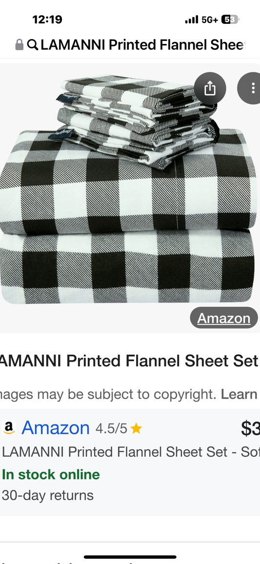 Printed Flannel Sheet Set - Soft, Warm, Moisture Wicking - Bedding Set (Full, Buffalo Check White)