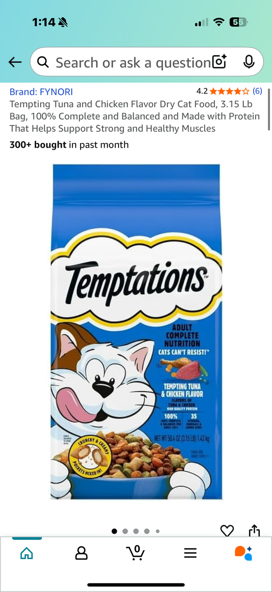 Tempting Tuna and Chicken Flavor Dry Cat Food, 3.15 Lb Bag, 100% Complete and Balanced and Made with Protein That Helps Support Strong and Healthy Muscles