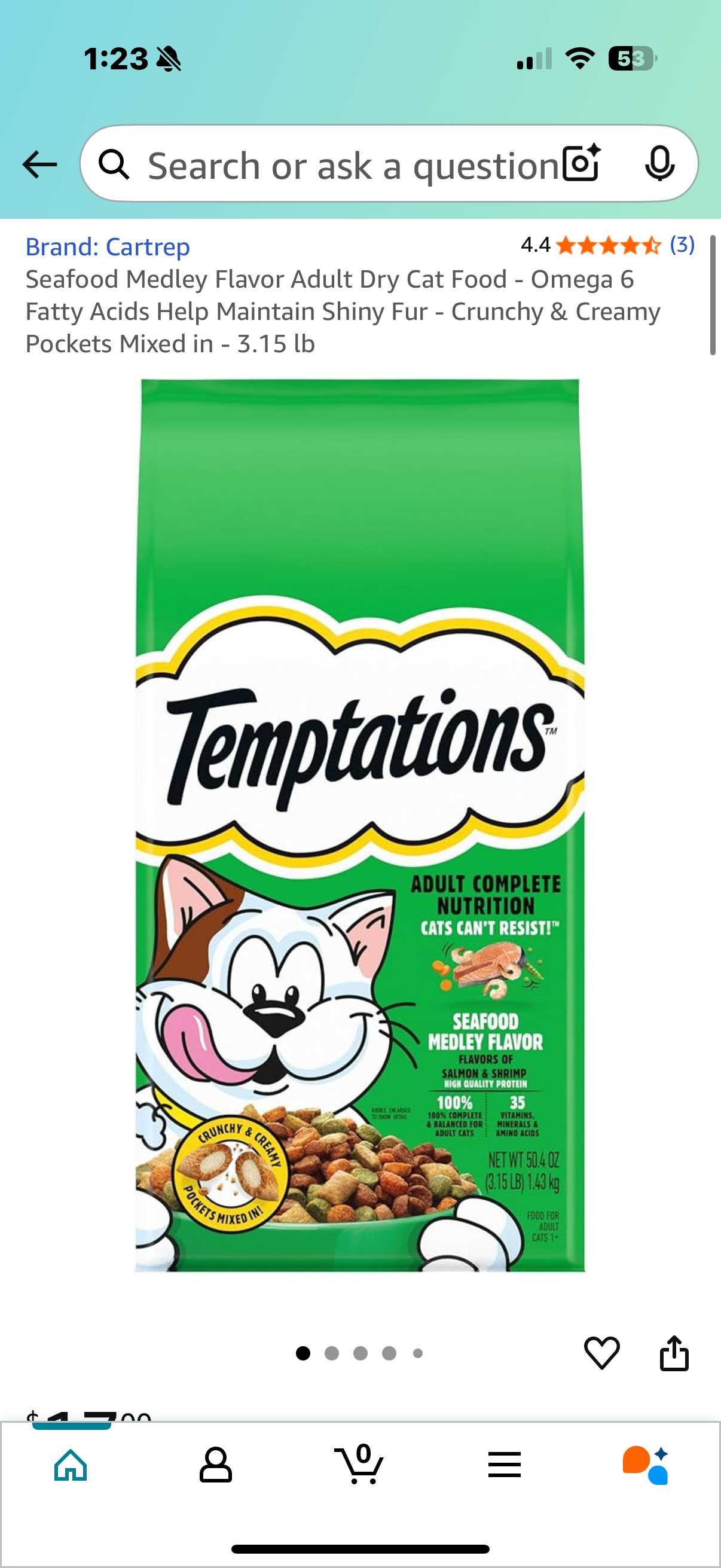 Seafood Medley Flavor Adult Dry Cat Food - Omega 6 Fatty Acids Help Maintain Shiny Fur - Crunchy & Creamy Pockets Mixed in - 3.15 lb