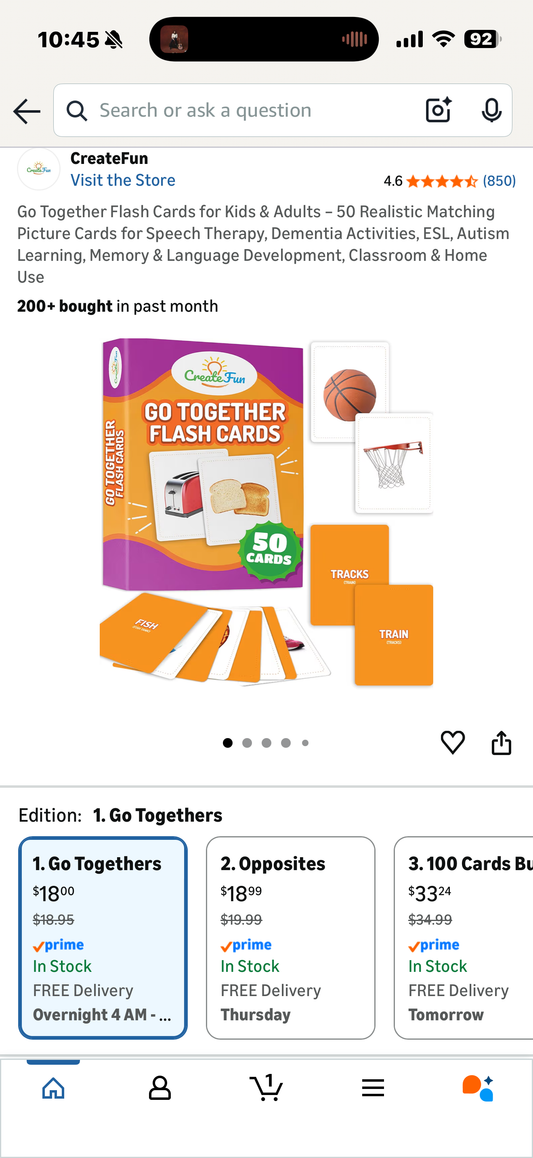 Go Together Flash Cards for Kids & Adults – 50 Realistic Matching Picture Cards for Speech Therapy, Dementia Activities, ESL, Autism Learning, Memory & Language Development, Classroom & Home Use