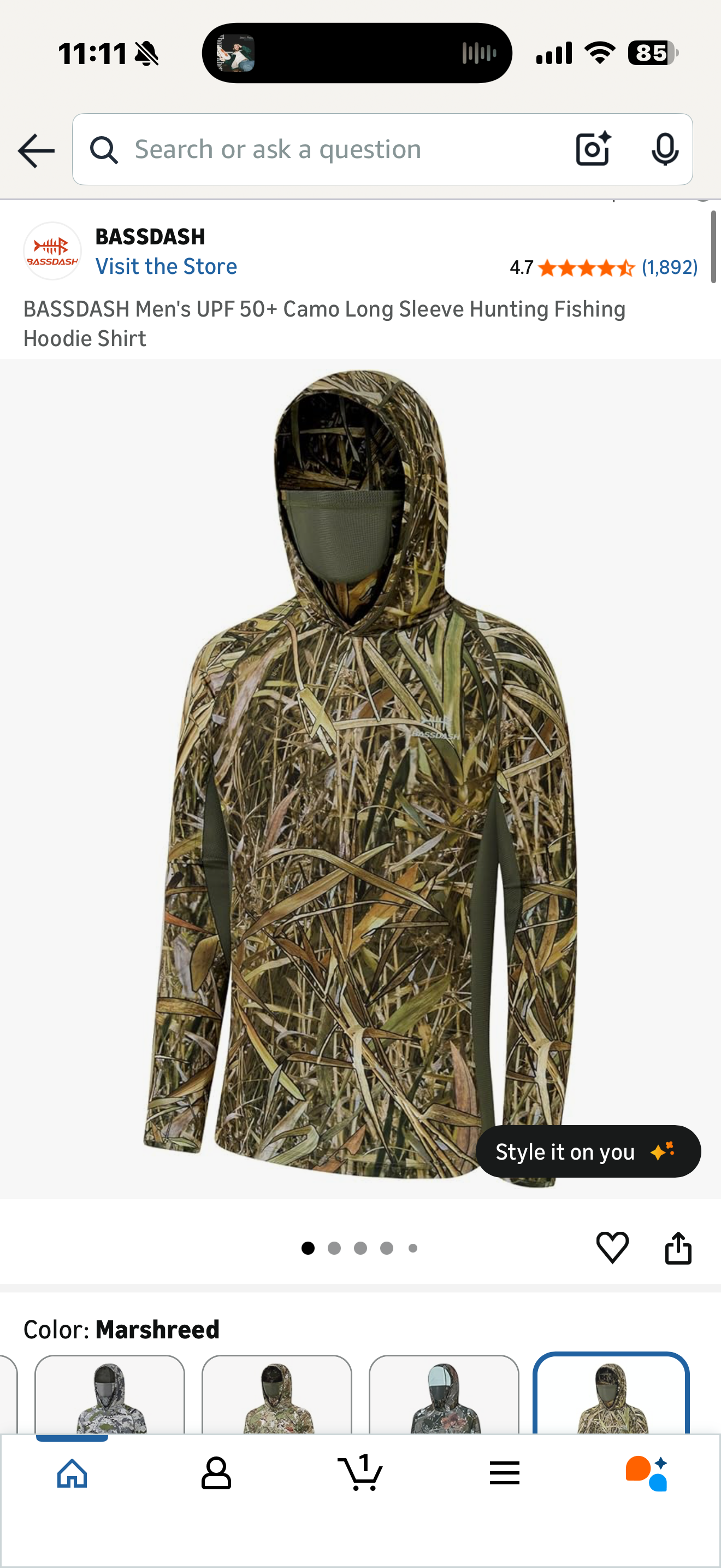 BASSDASH Men's UPF 50+ Camo Long Sleeve Hunting Fishing Hoodie Shirt (Size Large)