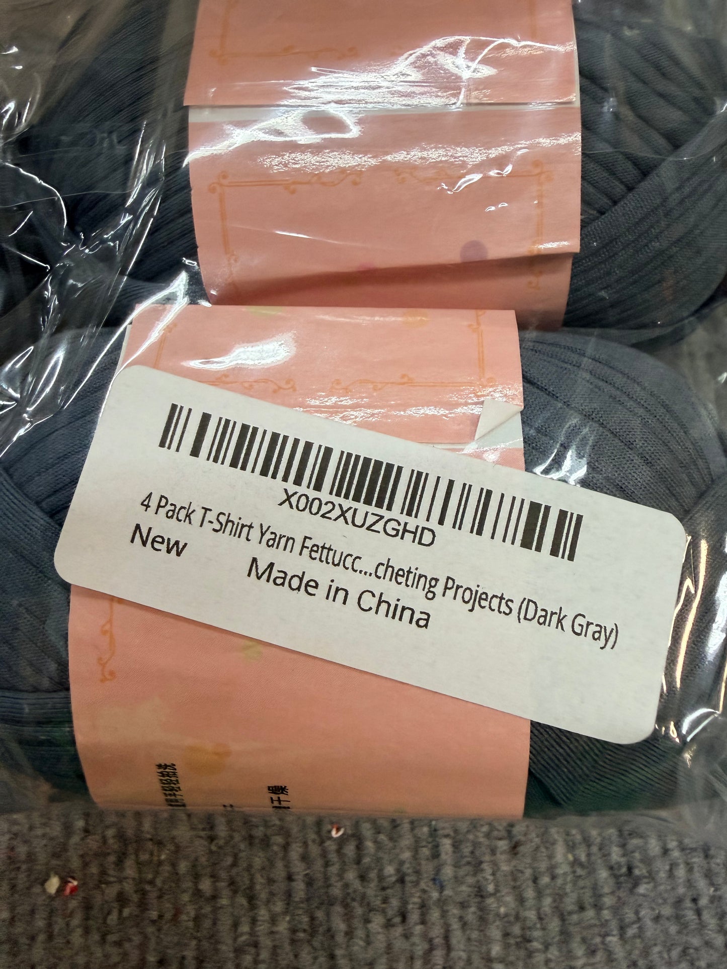 4 Pack T-Shirt Yarn Fettuccini Zpagetti Ball, 120 Meter Fabric Cloth Knitting Yarn for Hand DIY Bag Blanket Cushion Crocheting Projects (Dark Gray)