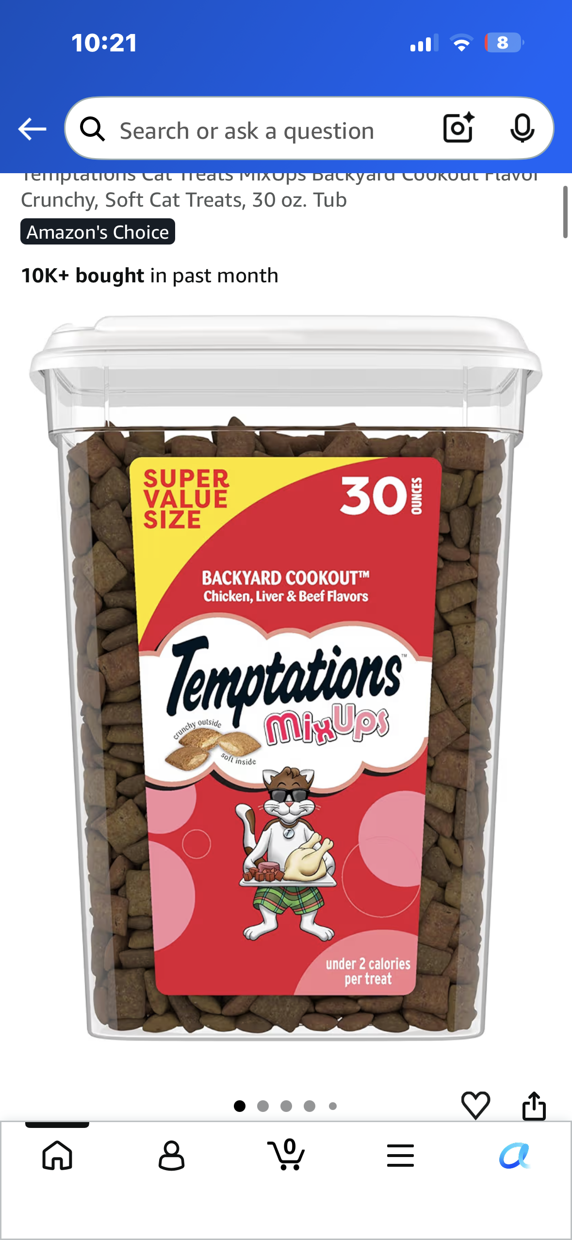 Temptations Cat Treats MixUps Backyard Cookout Flavor Crunchy, Soft Cat Treats, 30 oz. Tub