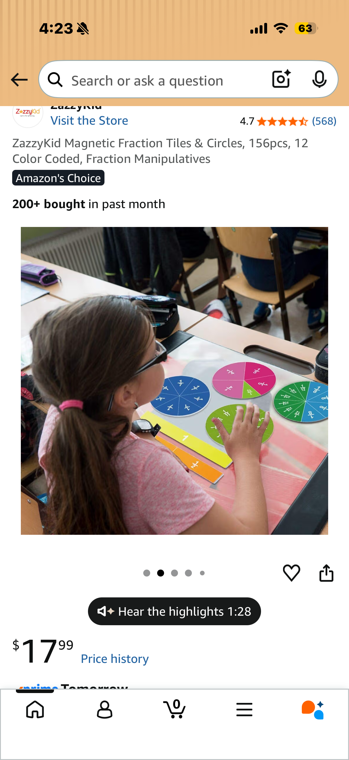 Magnetic Fraction Tiles & Circles, 156pcs, 12 Color Coded, Fraction Manipulatives