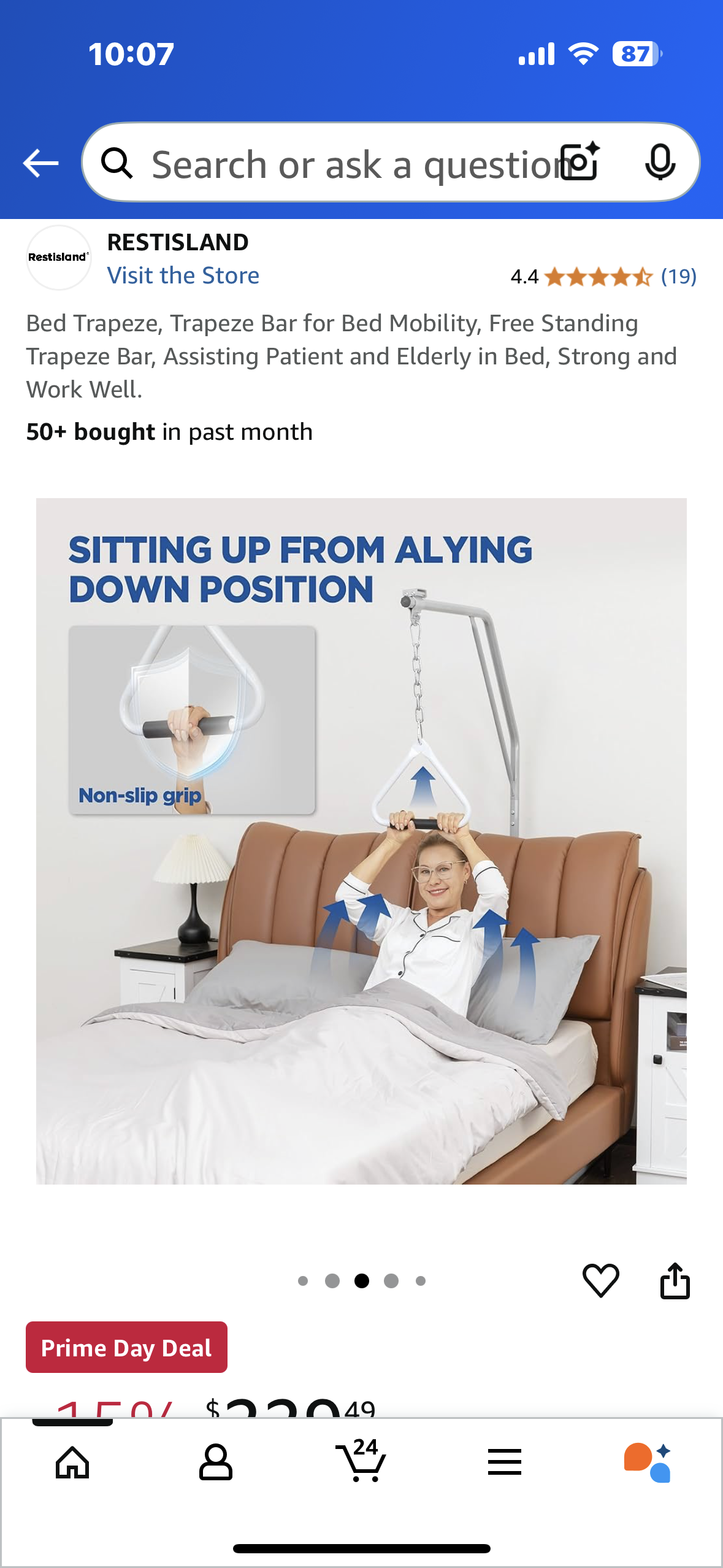 New - Trapeze Bar for Bed Mobility, Free Standing Trapeze Bar (B939)