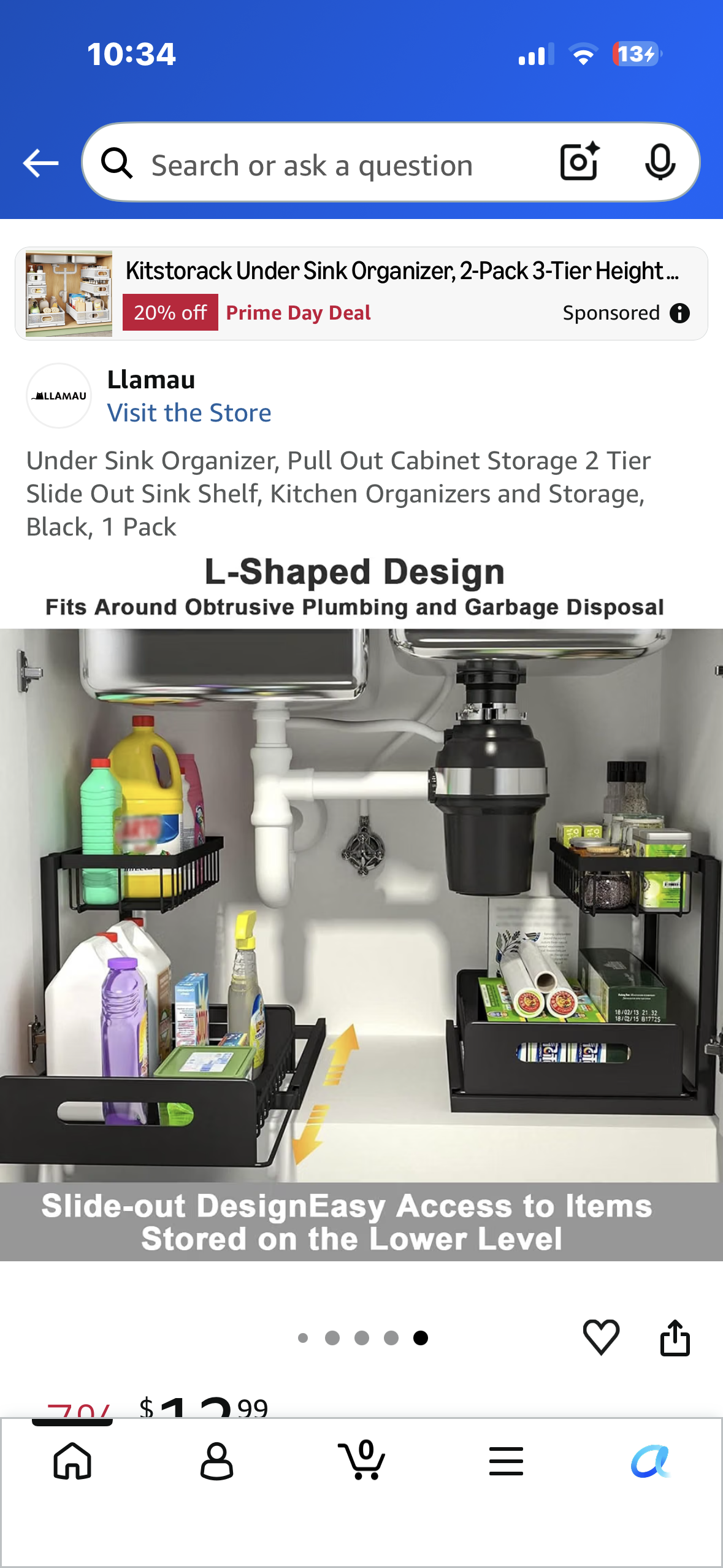 Under Sink Organizer, Pull Out Cabinet Storage 2 Tier Slide Out Sink Shelf, Kitchen Organizers and Storage, Black, 1 Pack