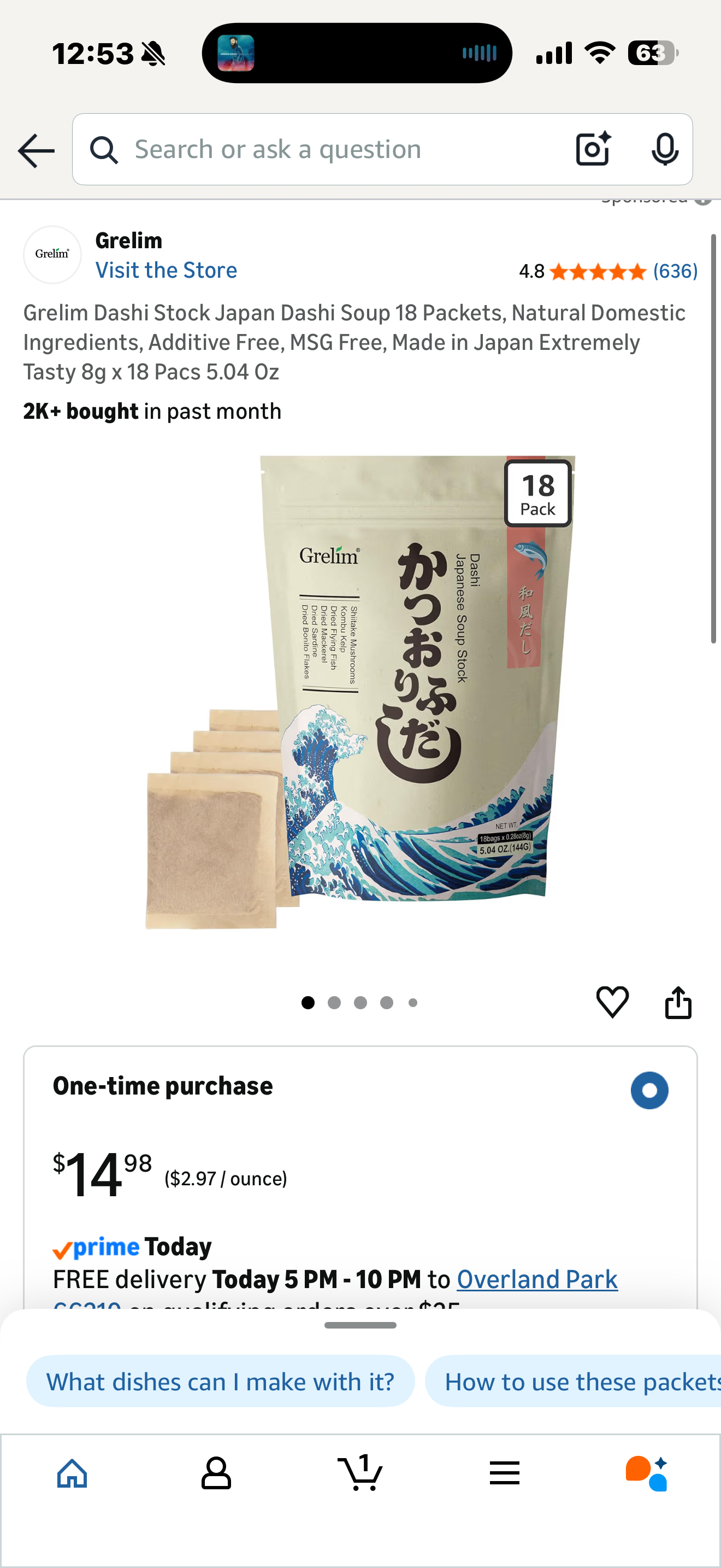 Grelim Dashi Stock Japan Dashi Soup 18 Packets, Natural Domestic Ingredients, Additive Free, MSG Free, Made in Japan Extremely Tasty 8g x 18 Pacs 5.04 Oz (Exp 12/25/26)