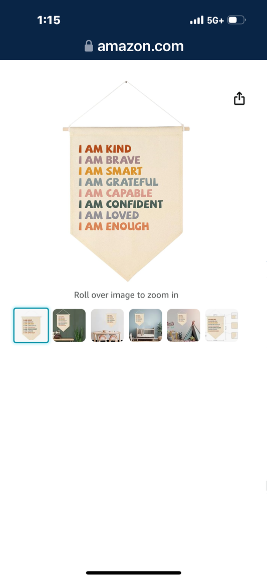 Classroom Decor, Positive Affirmations Canvas Banner - I Am Kind, I Am Brave, I Am Smart - Boho Classroom Decorations for Teachers - Positive Gifts for Boys, Girls - 17.7" x 11.8"