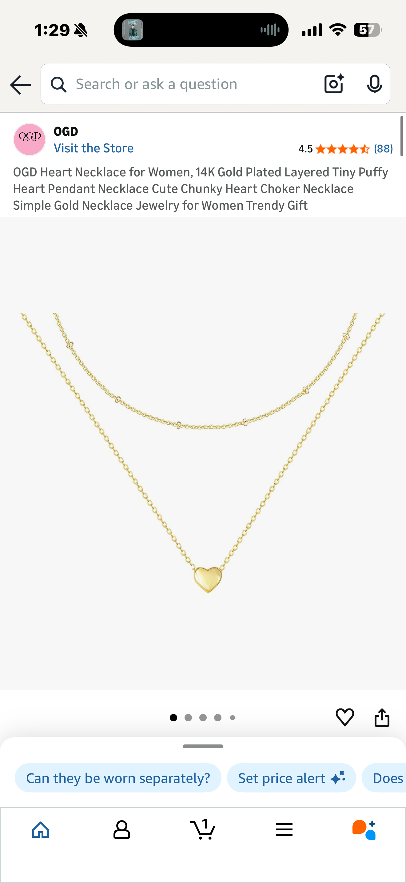 OGD Heart Necklace for Women, 14K Gold Plated Layered Tiny Puffy Heart Pendant Necklace Cute Chunky Heart Choker Necklace Simple Gold Necklace Jewelry for Women Trendy Gift loop