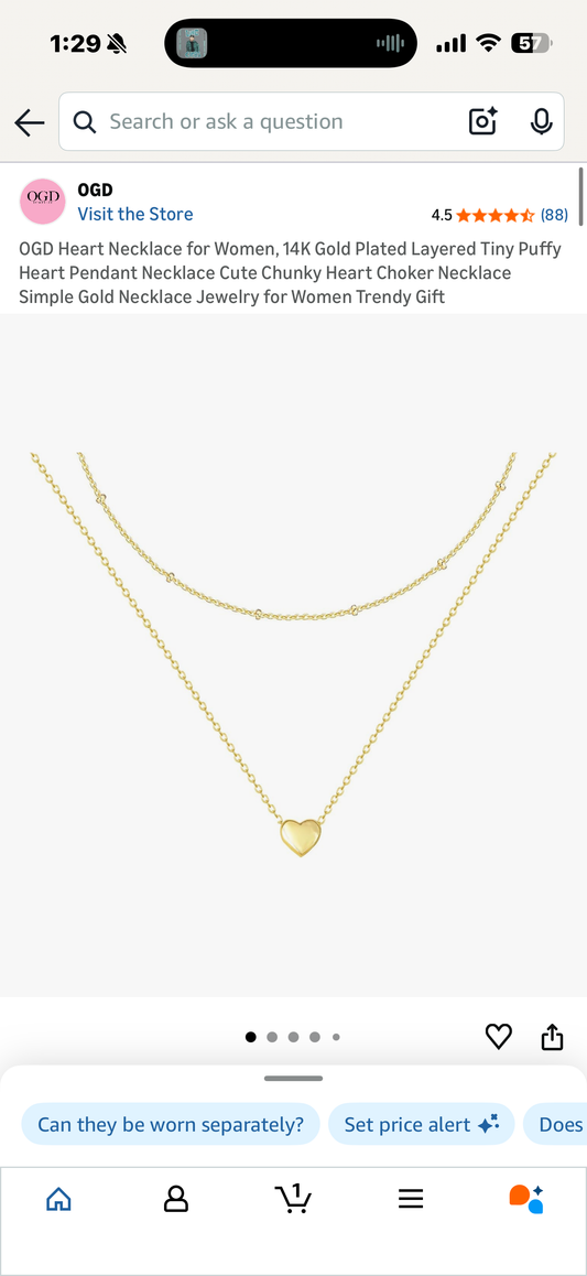 OGD Heart Necklace for Women, 14K Gold Plated Layered Tiny Puffy Heart Pendant Necklace Cute Chunky Heart Choker Necklace Simple Gold Necklace Jewelry for Women Trendy Gift
