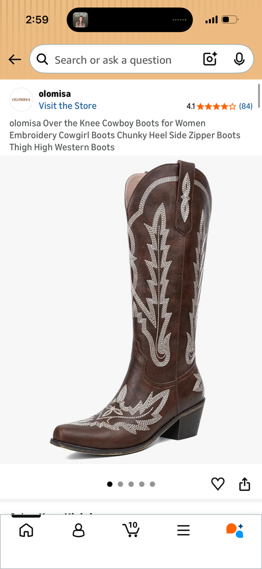 olomisa Over the Knee Cowboy Boots for Women Embroidery Cowgirl Boots Chunky Heel Side Zipper Boots Thigh High Western Boots (Sizes Vary)