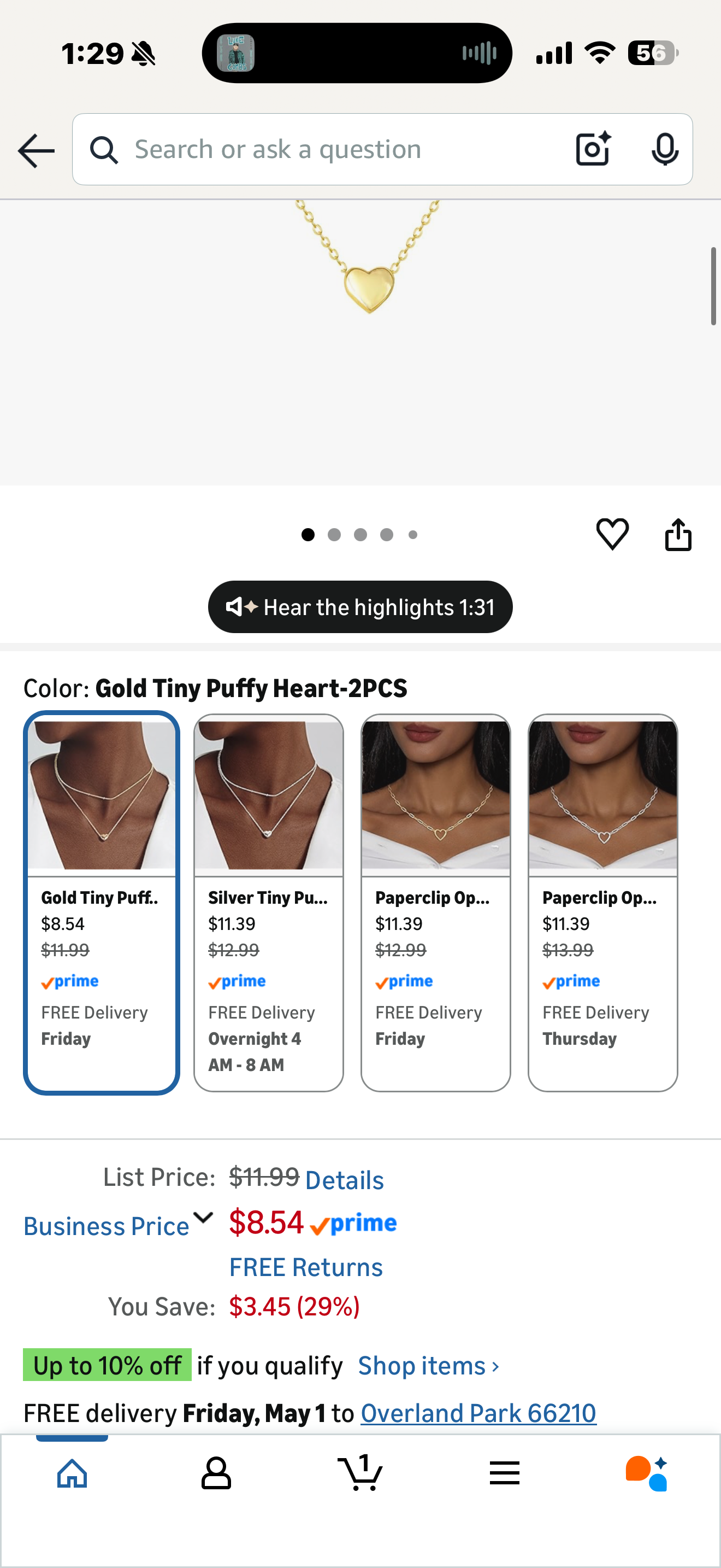 OGD Heart Necklace for Women, 14K Gold Plated Layered Tiny Puffy Heart Pendant Necklace Cute Chunky Heart Choker Necklace Simple Gold Necklace Jewelry for Women Trendy Gift loop