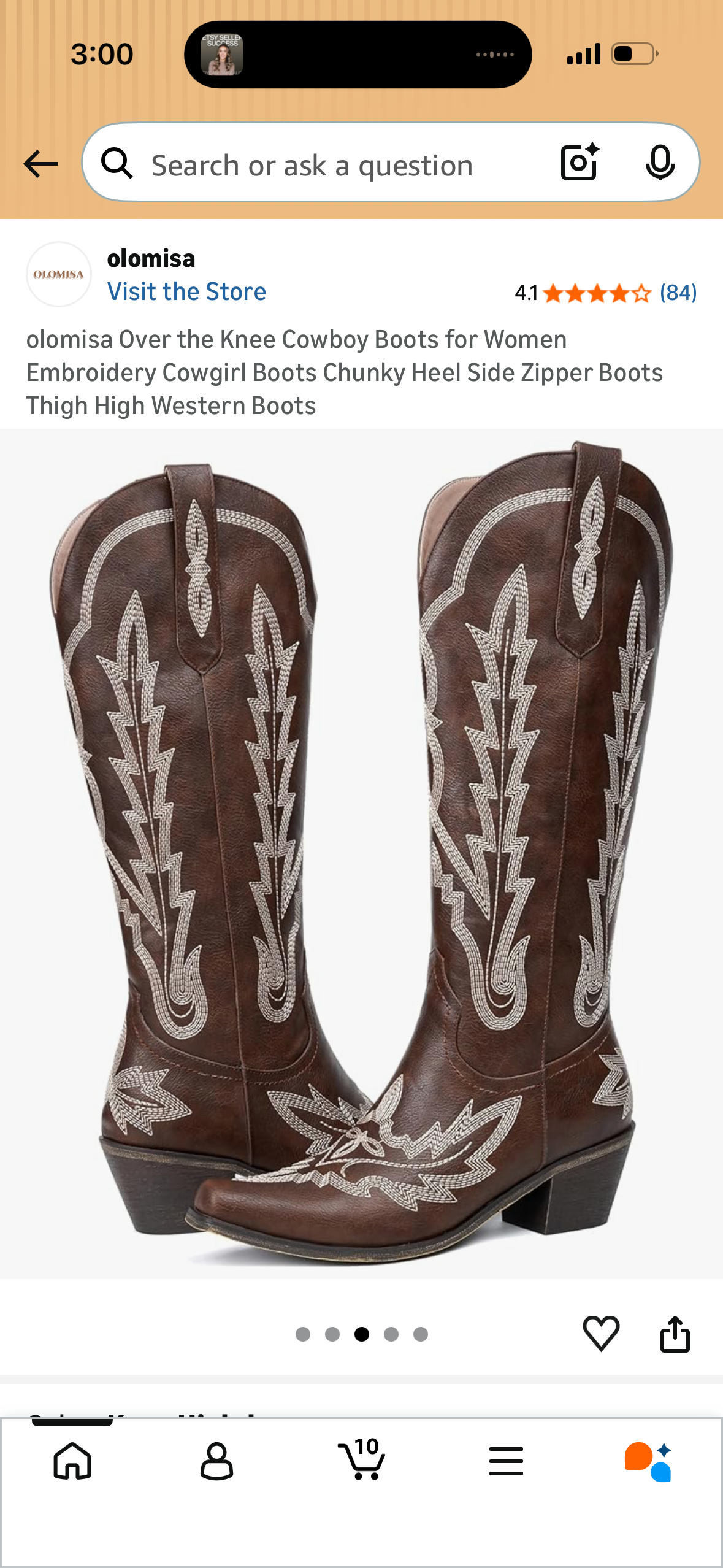 olomisa Over the Knee Cowboy Boots for Women Embroidery Cowgirl Boots Chunky Heel Side Zipper Boots Thigh High Western Boots (Sizes Vary)
