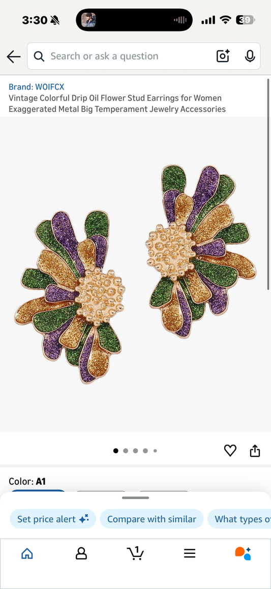 Vintage Colorful Drip Oil Flower Stud Earrings for Women Exaggerated Metal Big Temperament Jewelry Accessories