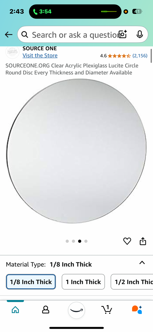 New - Acrylic Sheet 36” Round (O340)