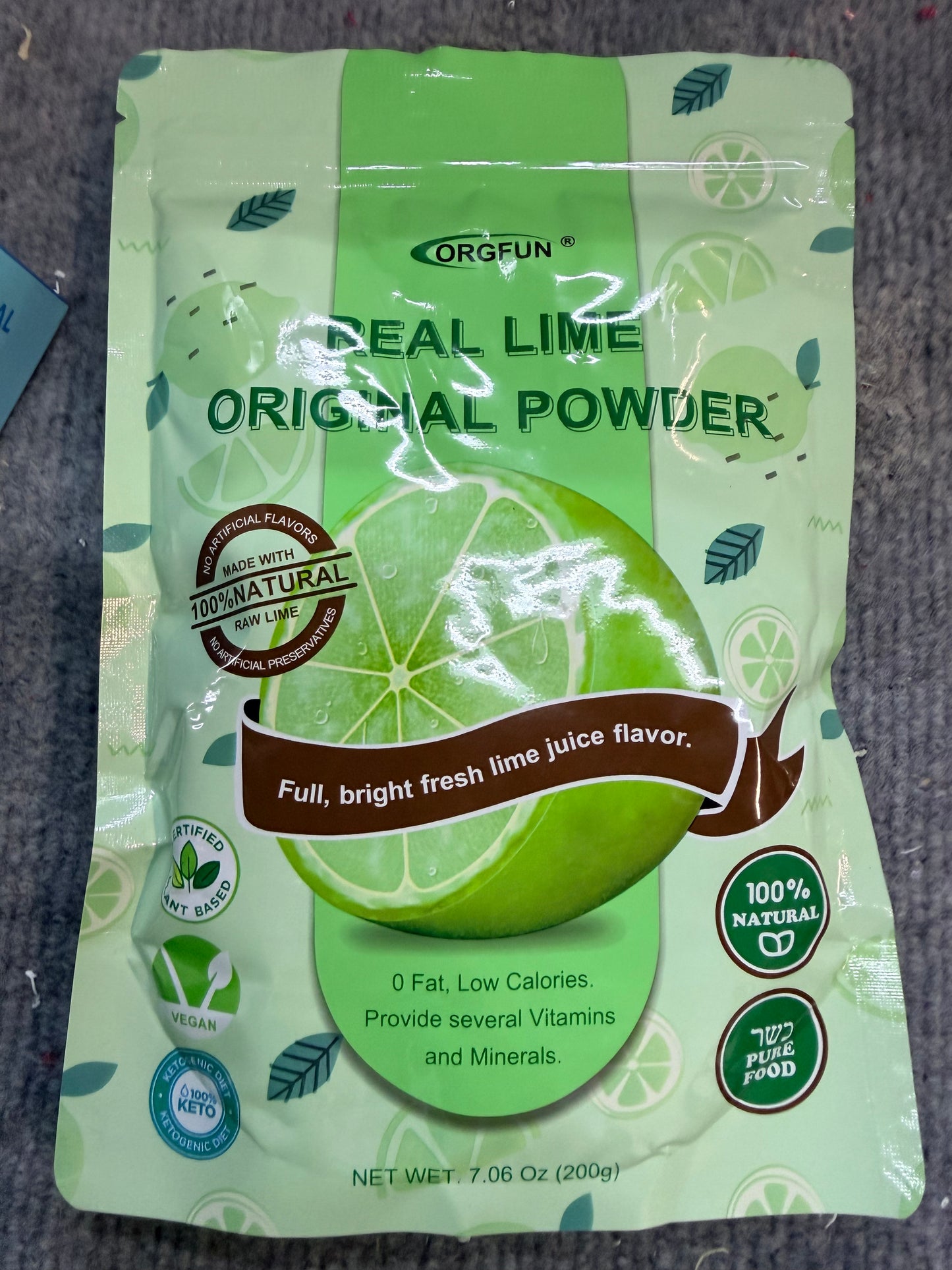 ORGFUN Original Lime Powder, Whole Lime Juice Freeze Dried Powder, Great for Cocktails, Drinks, Smoothies, and Cooking 7.06 Oz (Best Before 12/25/27)