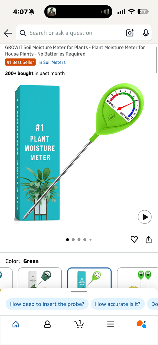 Soil Moisture Meter for Plants - Plant Moisture Meter for House Plants - No Batteries Required