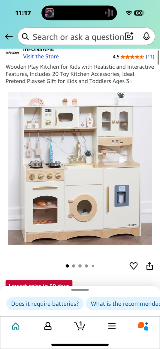Wooden Play Kitchen for Kids with Realistic and Interactive Features, Includes 20 Toy Kitchen Accessories, Ideal Pretend Playset Gift for Kids and Toddlers Ages 3+