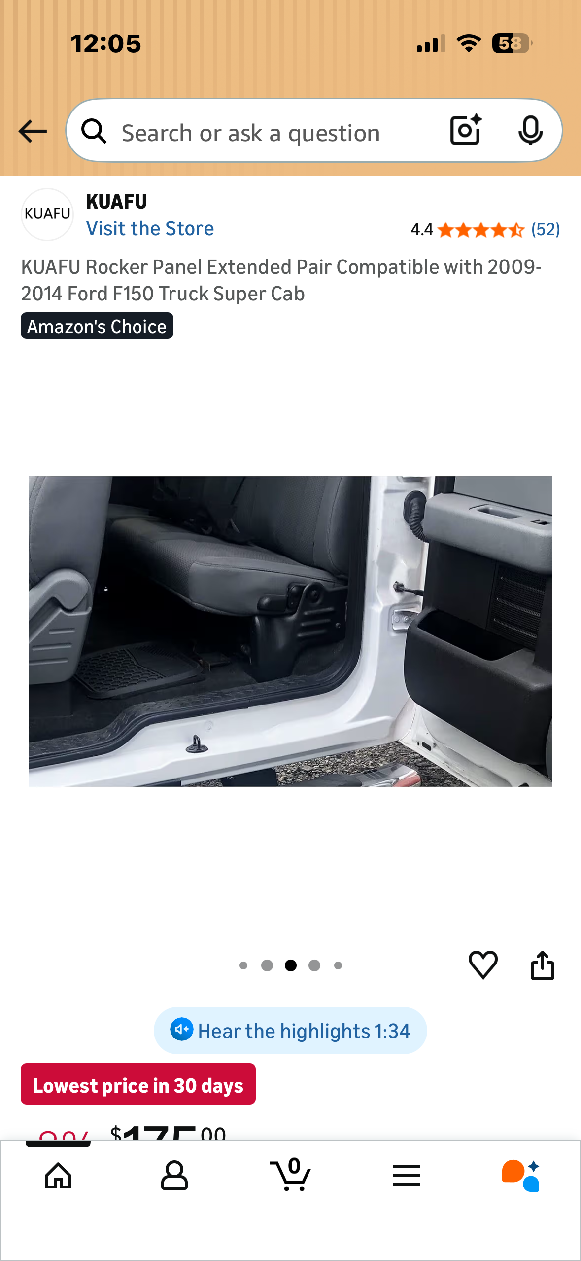 KUAFU Rocker Panel Extended Pair Compatible with 2009-2014 Ford F150 Truck Super Cab (G1060)