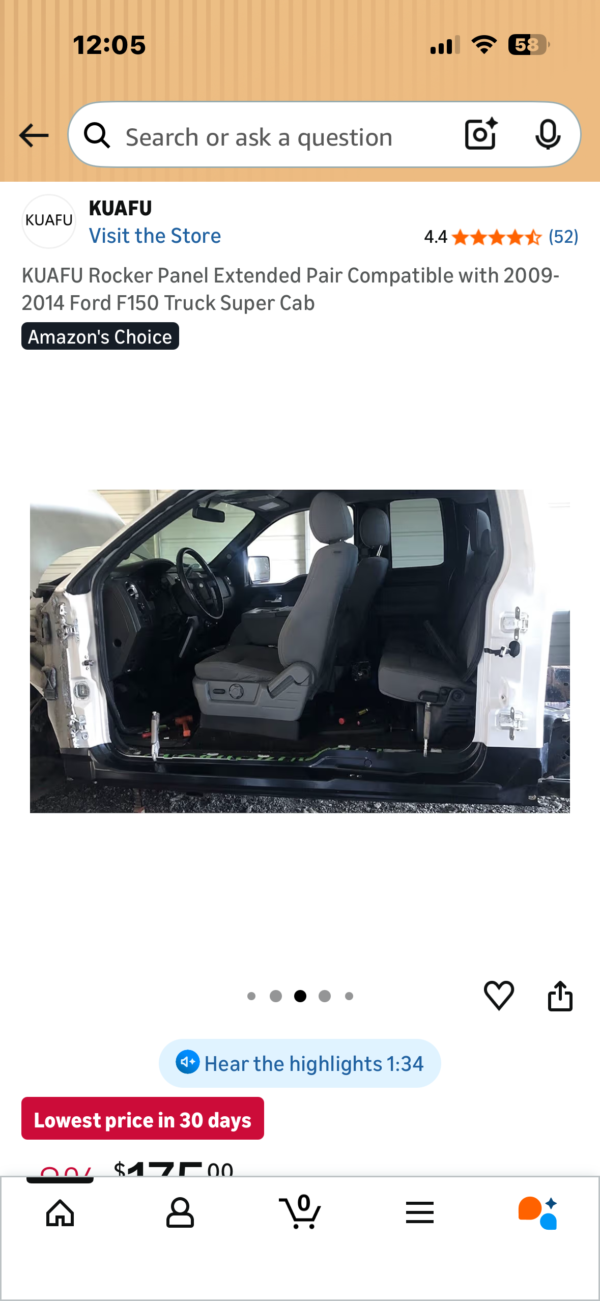 KUAFU Rocker Panel Extended Pair Compatible with 2009-2014 Ford F150 Truck Super Cab (G1060)