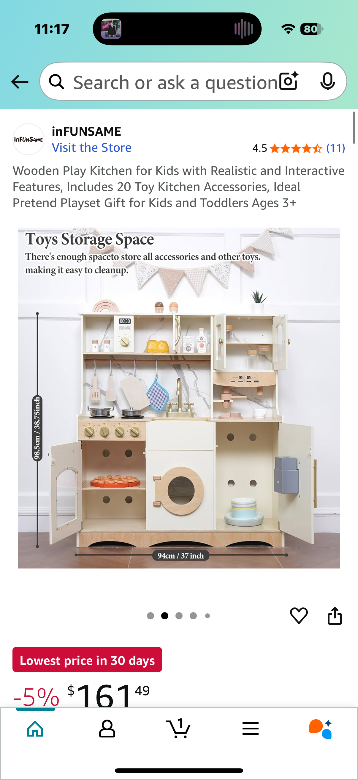 Wooden Play Kitchen for Kids with Realistic and Interactive Features, Includes 20 Toy Kitchen Accessories, Ideal Pretend Playset Gift for Kids and Toddlers Ages 3+