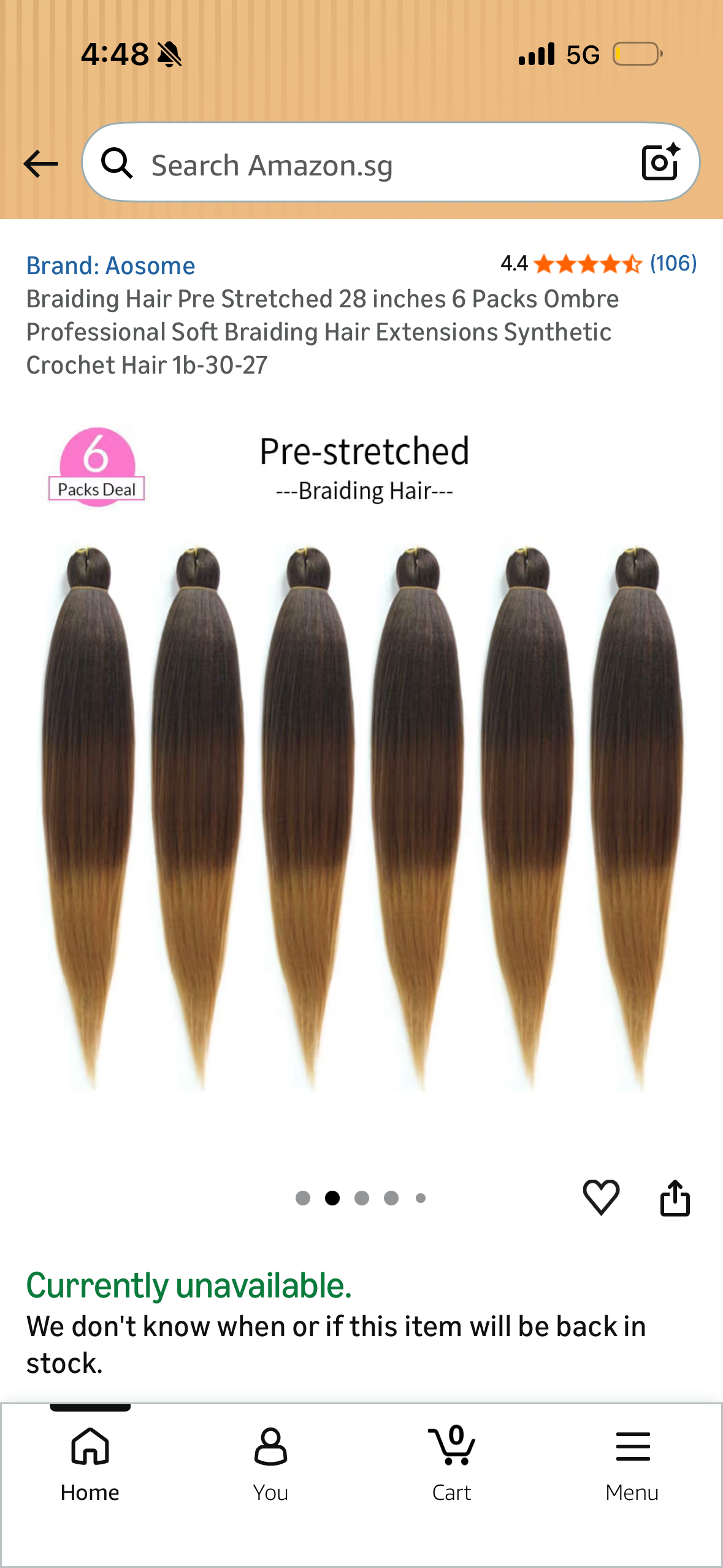 Braiding Hair Pre Stretched 28 inches 6 Packs Ombre Professional Soft Braiding Hair Extensions Synthetic Crochet Hair 1b-30-27