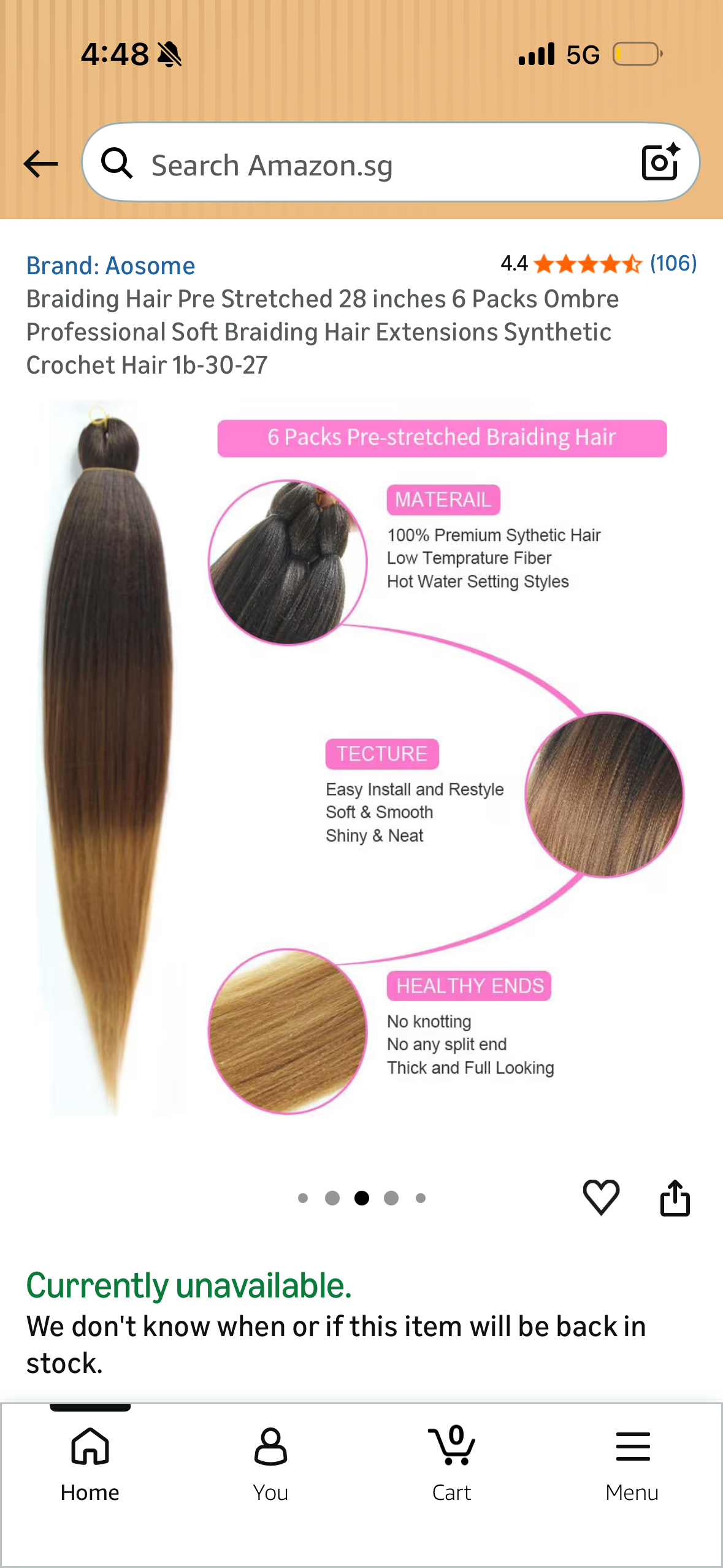 Braiding Hair Pre Stretched 28 inches 6 Packs Ombre Professional Soft Braiding Hair Extensions Synthetic Crochet Hair 1b-30-27