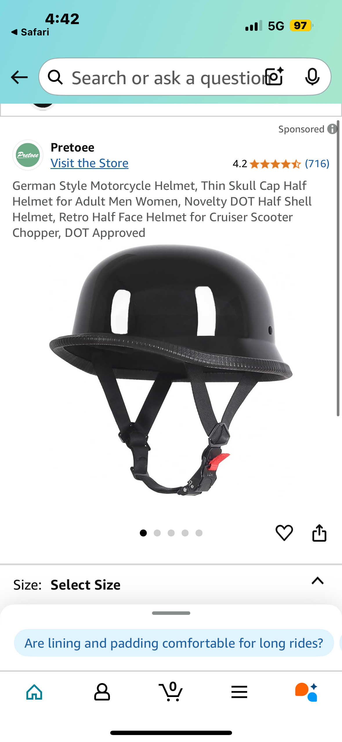 German Style Motorcycle Helmet, Thin Skull Cap Half Helmet for Adult Men Women, Novelty DOT Half Shell Helmet, Retro Half Face Helmet for Cruiser Scooter Chopper, DOT Approved