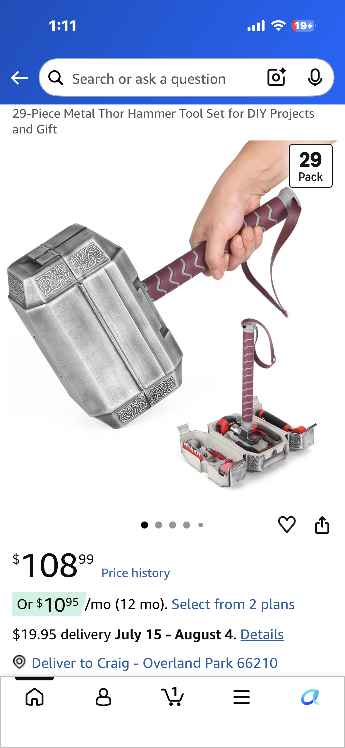 Metal Thor Hammer Tool Set for DIY Projects and Gift