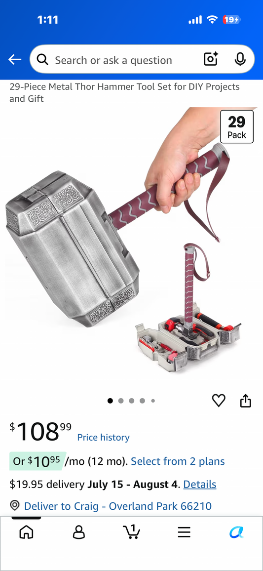 Metal Thor Hammer Tool Set for DIY Projects and Gift
