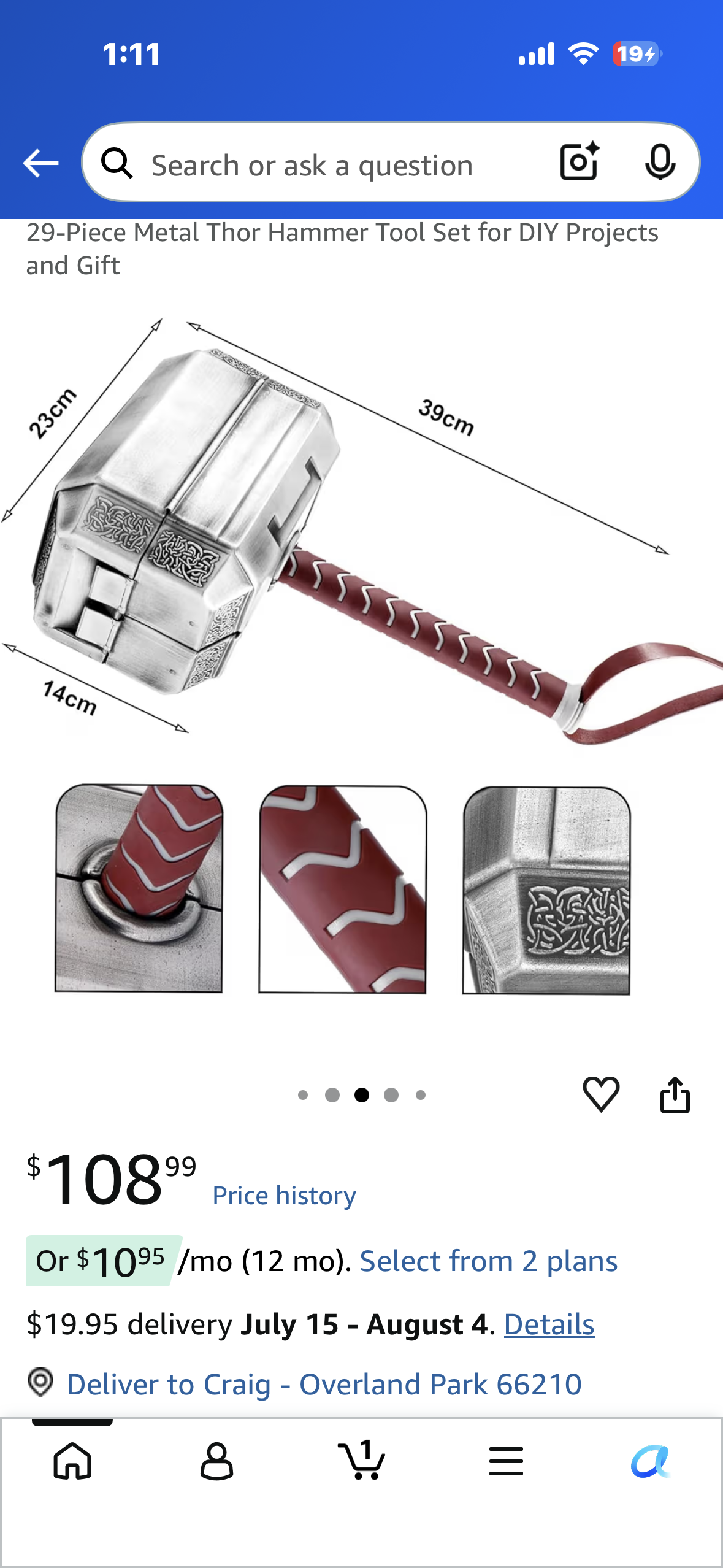 Metal Thor Hammer Tool Set for DIY Projects and Gift