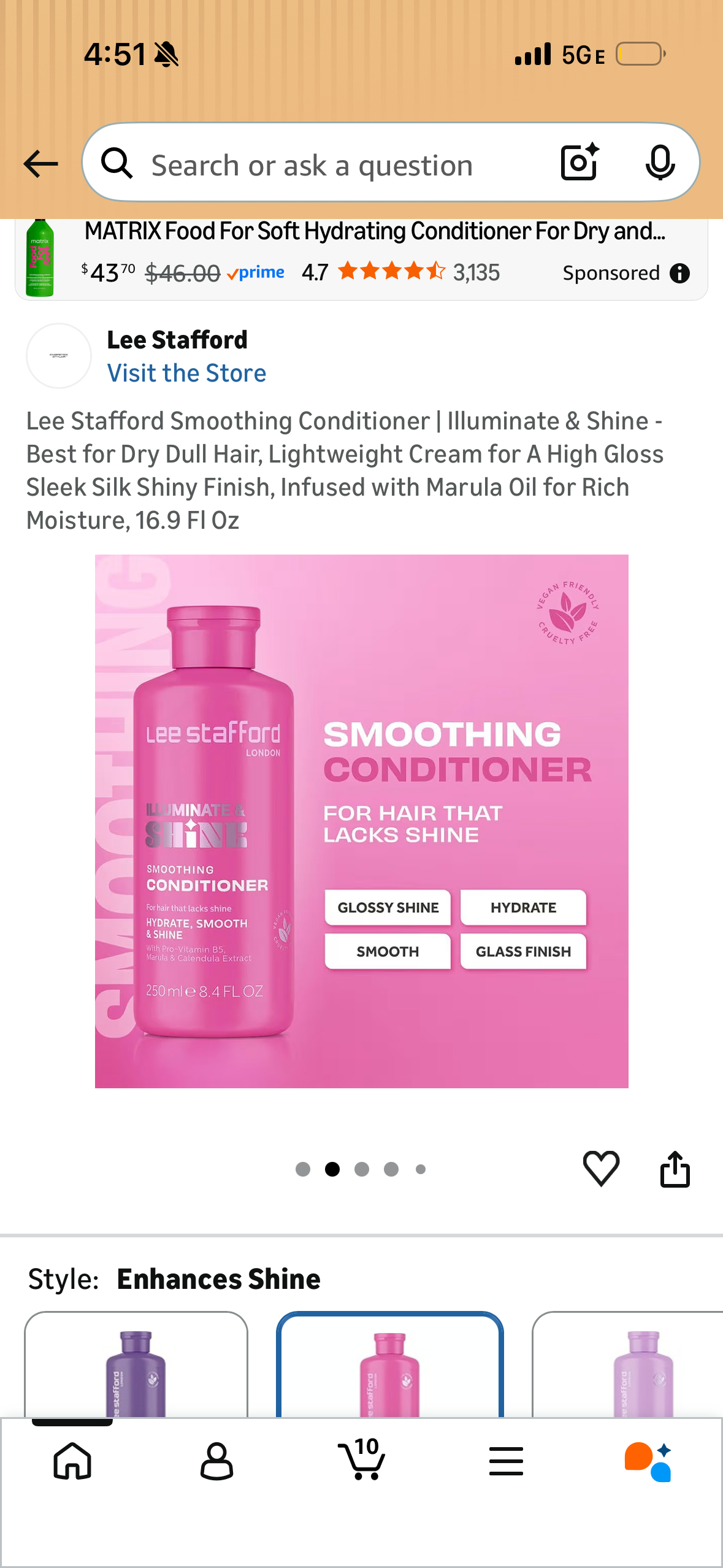 Lee Stafford Smoothing Conditioner | Illuminate & Shine - Best for Dry Dull Hair, Lightweight Cream for A High Gloss Sleek Silk Shiny Finish, Infused with Marula Oil for Rich Moisture, 16.9 Fl Oz