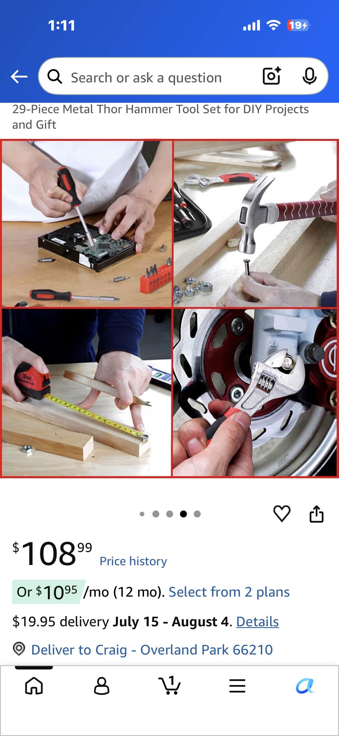 Metal Thor Hammer Tool Set for DIY Projects and Gift