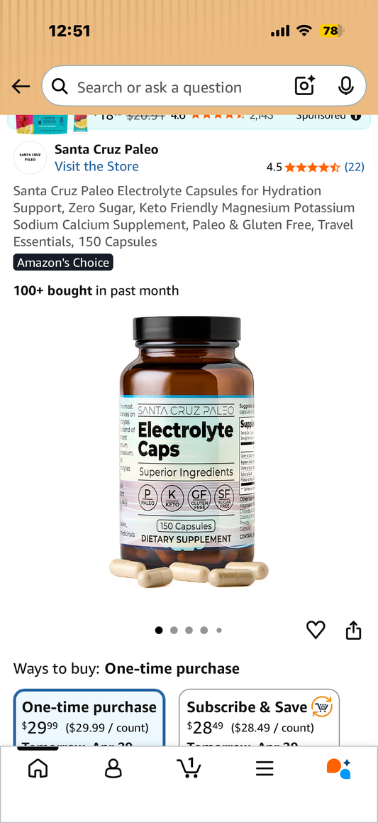 Santa Cruz Paleo Electrolyte Capsules for Hydration Support, Zero Sugar, Keto Friendly Magnesium Potassium Sodium Calcium Supplement, Paleo & Gluten Free, Travel Essentials, 150 Capsules