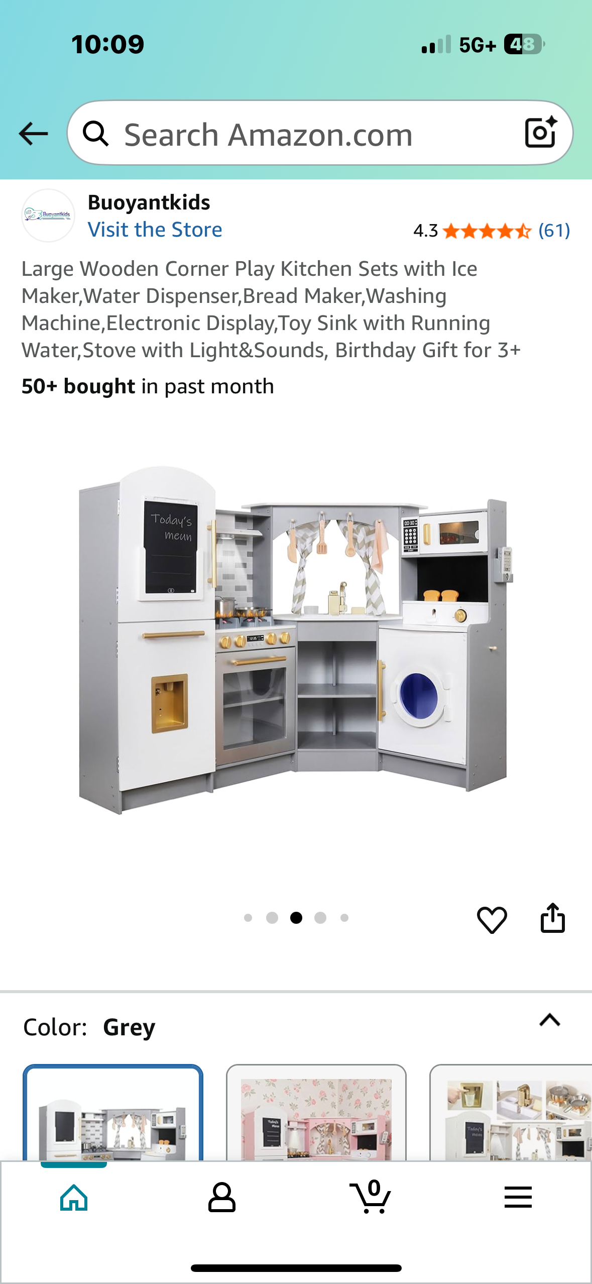 Large Wooden Corner Play Kitchen Set with Ice Maker, Water Dispenser,Bread Maker, Washing Machine, Electronic Display,Stove with Light&Sounds,for 3+(L1015)