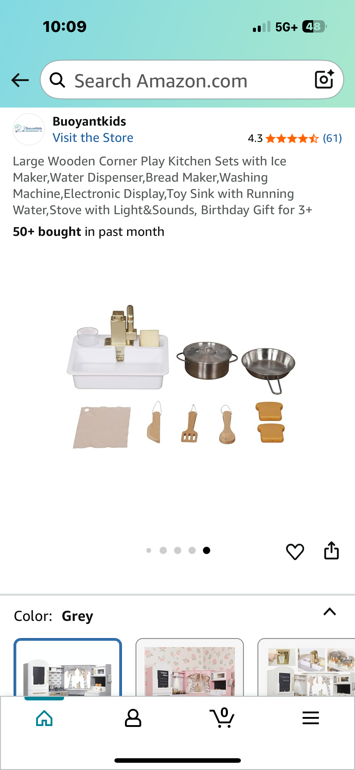 Large Wooden Corner Play Kitchen Set with Ice Maker, Water Dispenser,Bread Maker, Washing Machine, Electronic Display,Stove with Light&Sounds,for 3+(L1015)