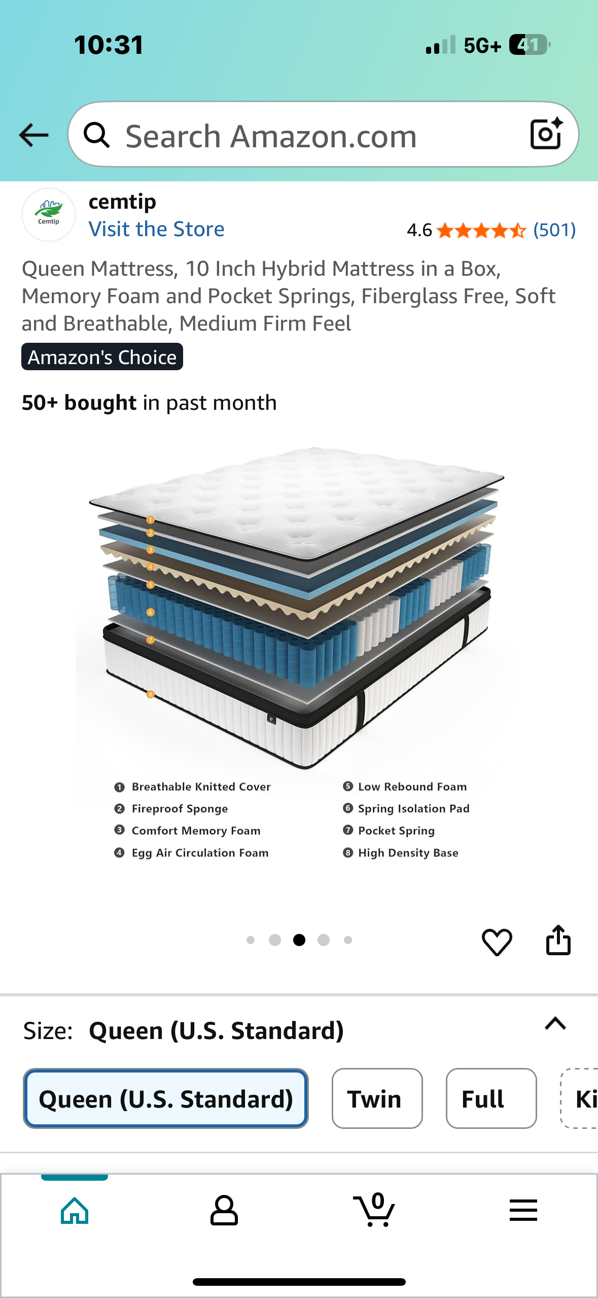 Queen Size Hybrid Mattress (B1073)