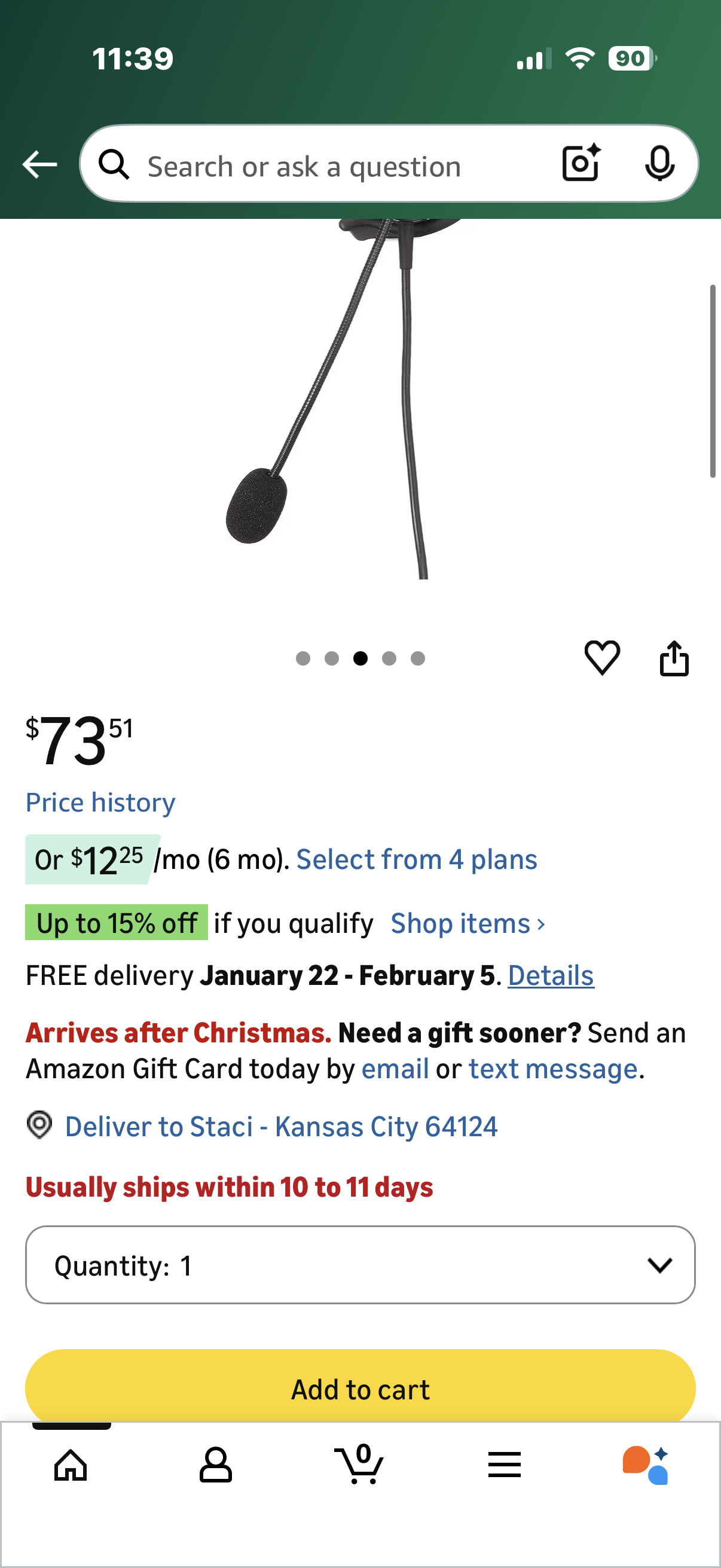 Kenwood KHS-37 Headset, Over-the-Ear Type, Hands-Free