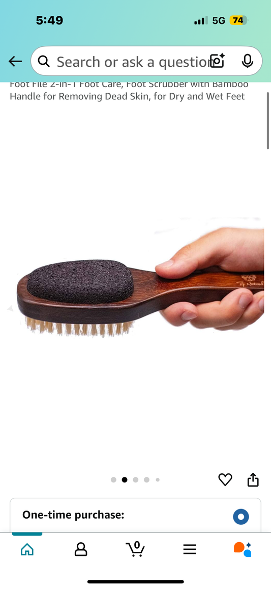 Foot File 2-in-1 Foot Care, Foot Scrubber with Bamboo Handle for Removing Dead Skin, for Dry and Wet Feet