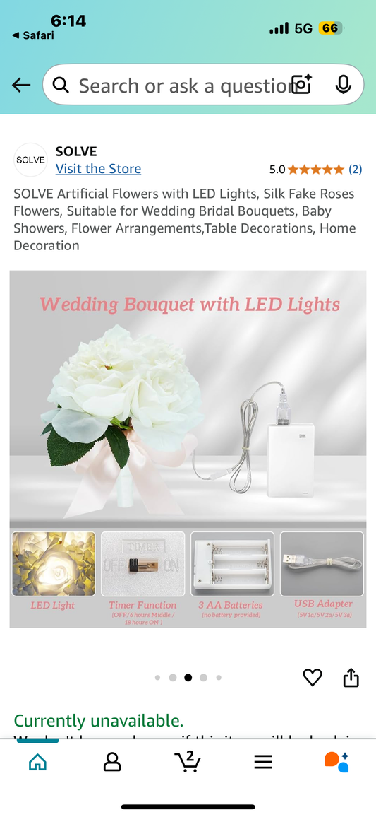SOLVE Artificial Flowers with LED Lights, Silk Fake Roses Flowers, Suitable for Wedding Bridal Bouquets, Baby Showers, Flower Arrangements,Table Decorations, Home Decoration