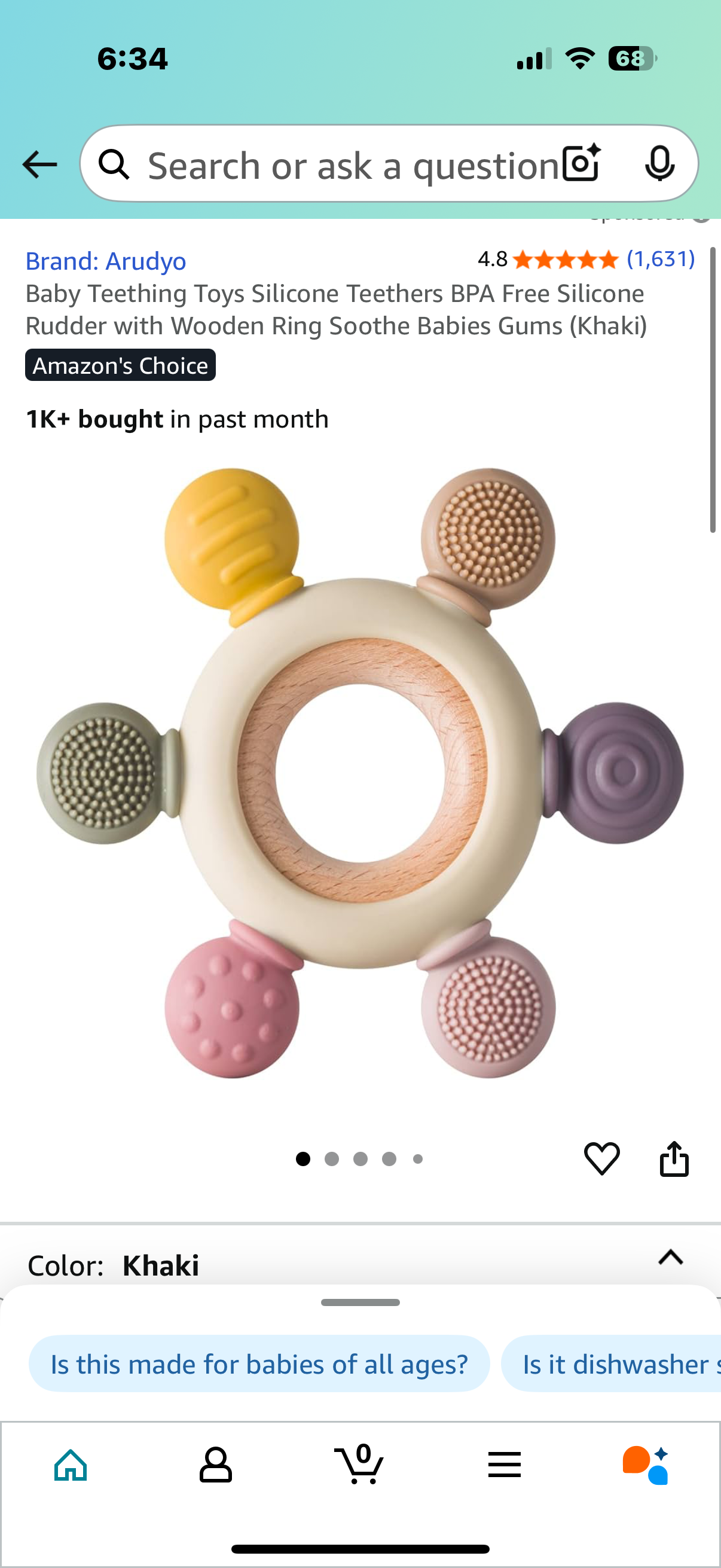 Baby Teething Toys Silicone Teethers BPA Free Silicone Rudder with Wooden Ring Soothe Babies Gums
