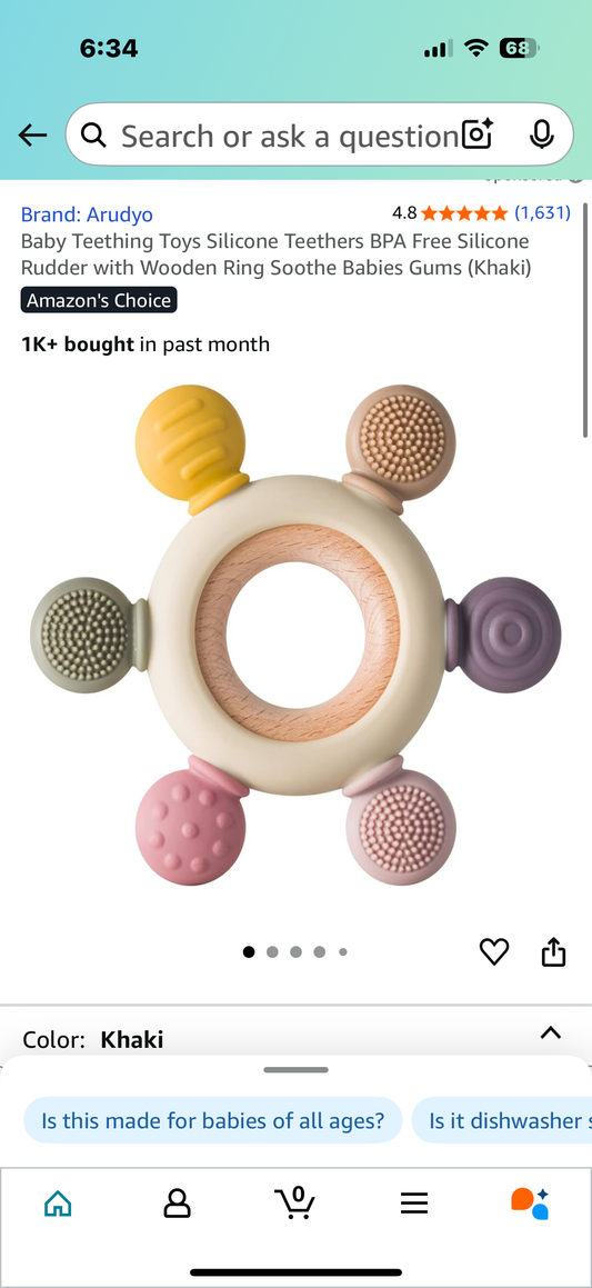 Baby Teething Toys Silicone Teethers BPA Free Silicone Rudder with Wooden Ring Soothe Babies Gums