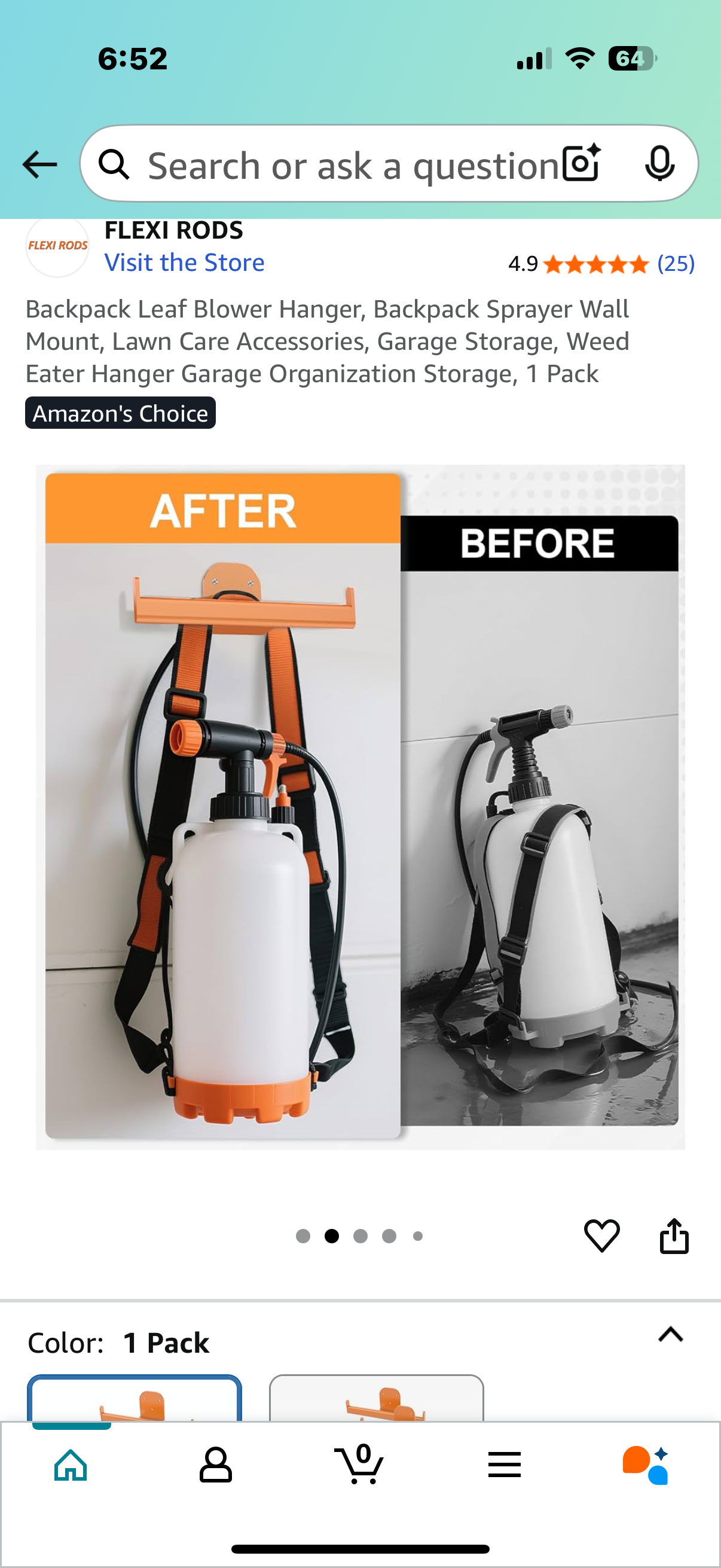 Backpack Leaf Blower Hanger, Backpack Sprayer Wall Mount, Lawn Care Accessories, Garage Storage, Weed Eater Hanger Garage Organization Storage, 1 Pack