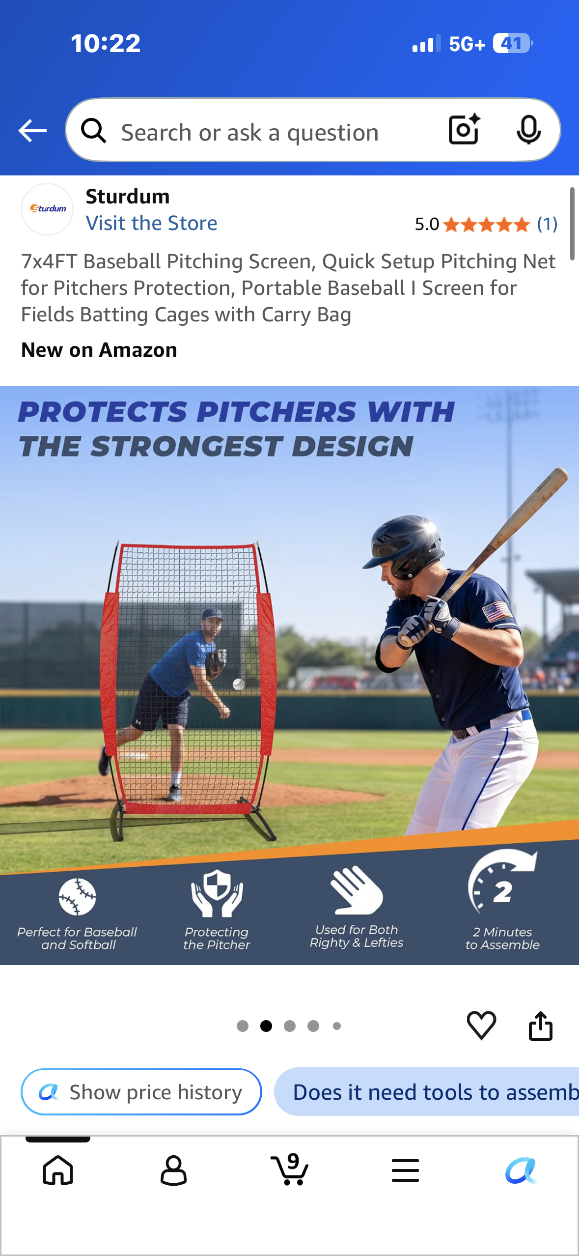 7x4FT Baseball Pitching Screen, Quick Setup Pitching Net for Pitchers Protection, Portable Baseball I Screen for Fields Batting Cages with Carry Bag